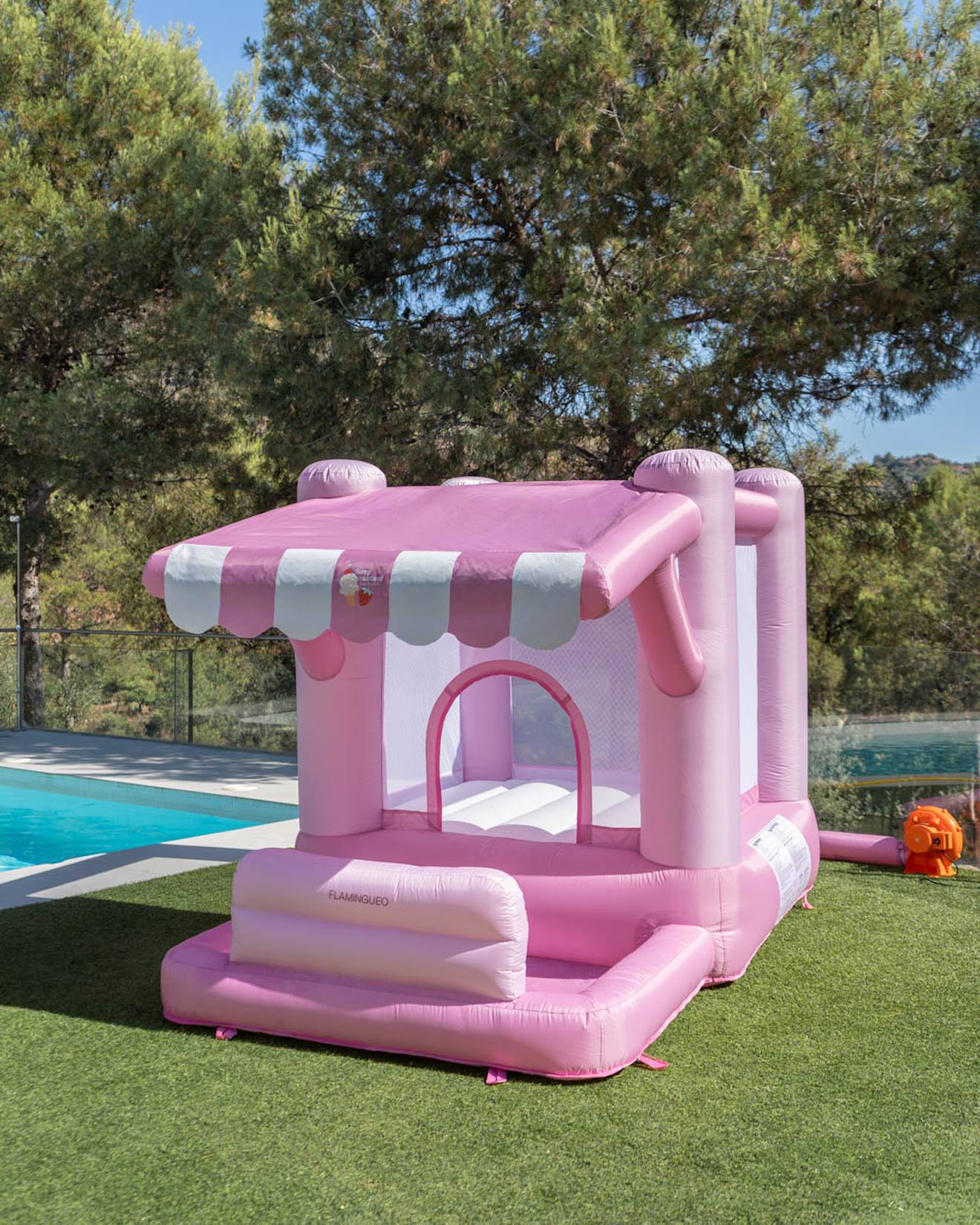Chateau Gonflable Enfant Avec Aire De Jeu Rose