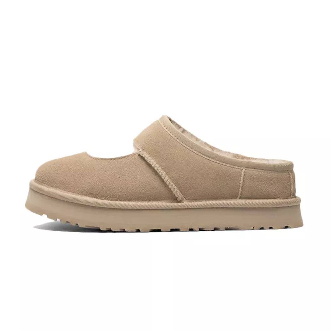 Chausson Slippers Enfant En Daim Beige Clair