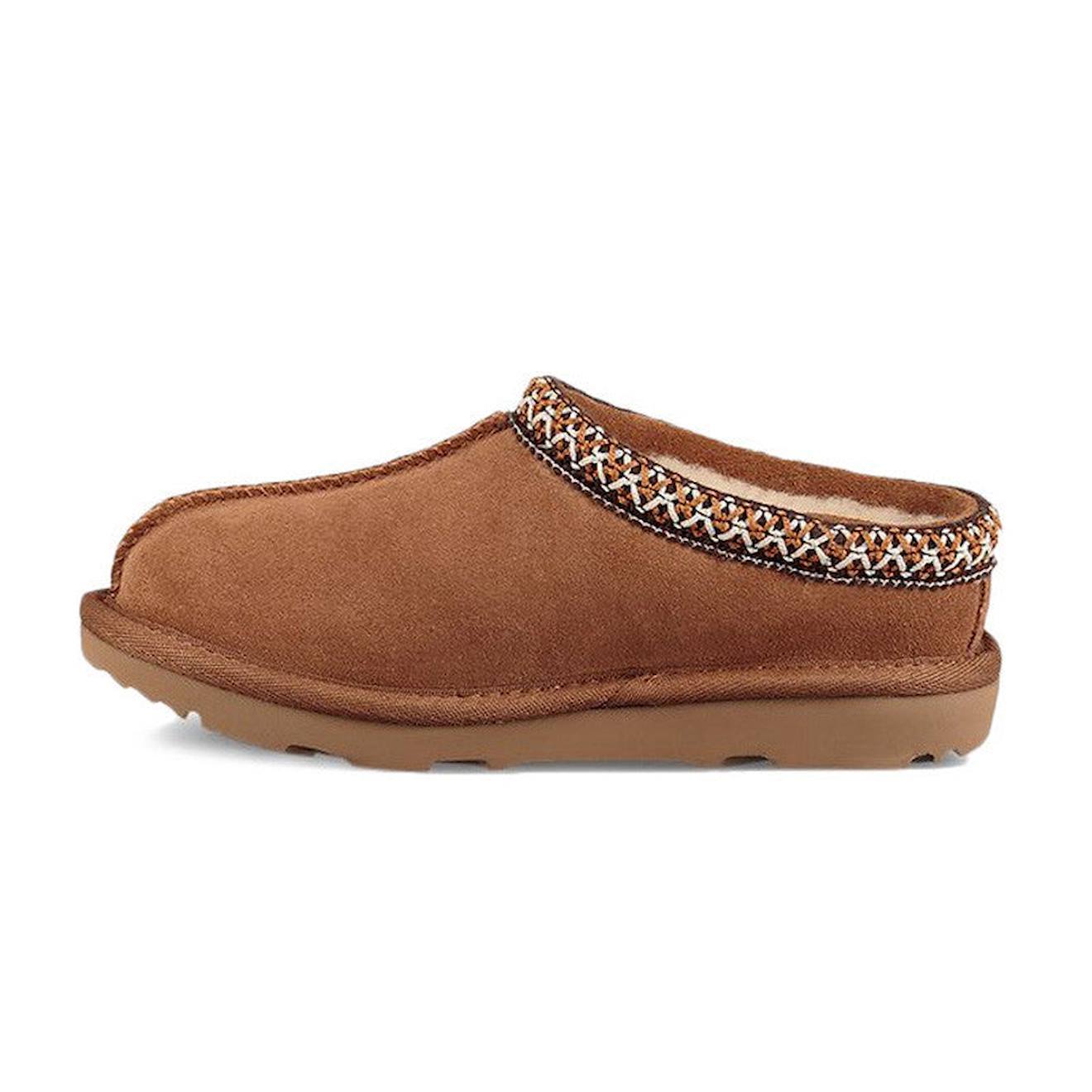 Chausson Slippers Enfant En Daim Marron Foncé