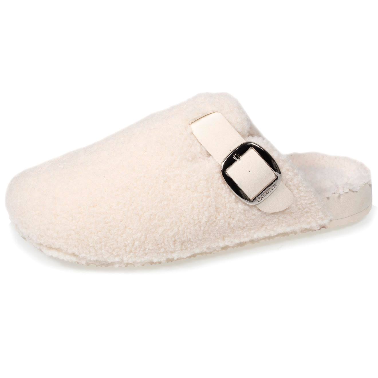 Chaussons Mules Sabot Confort Interieur Imitation Fourrure Ivoire