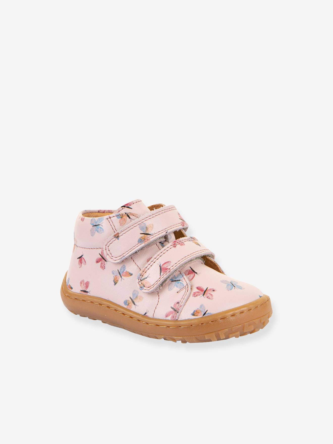 Chaussures premiers pas barefoot imprimés bébé Froddo rose clair
