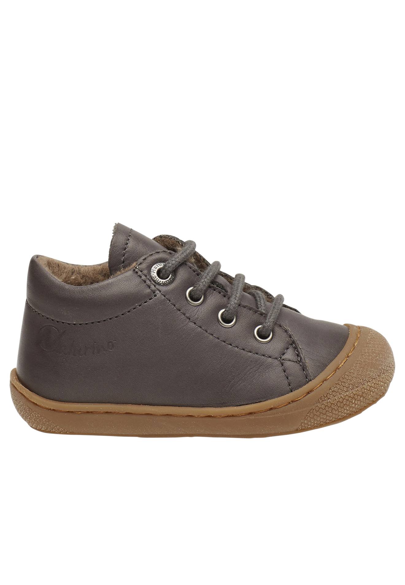 Chaussures Premiers Pas En Cuir Doublés En Laine Cocoon Anthracite-