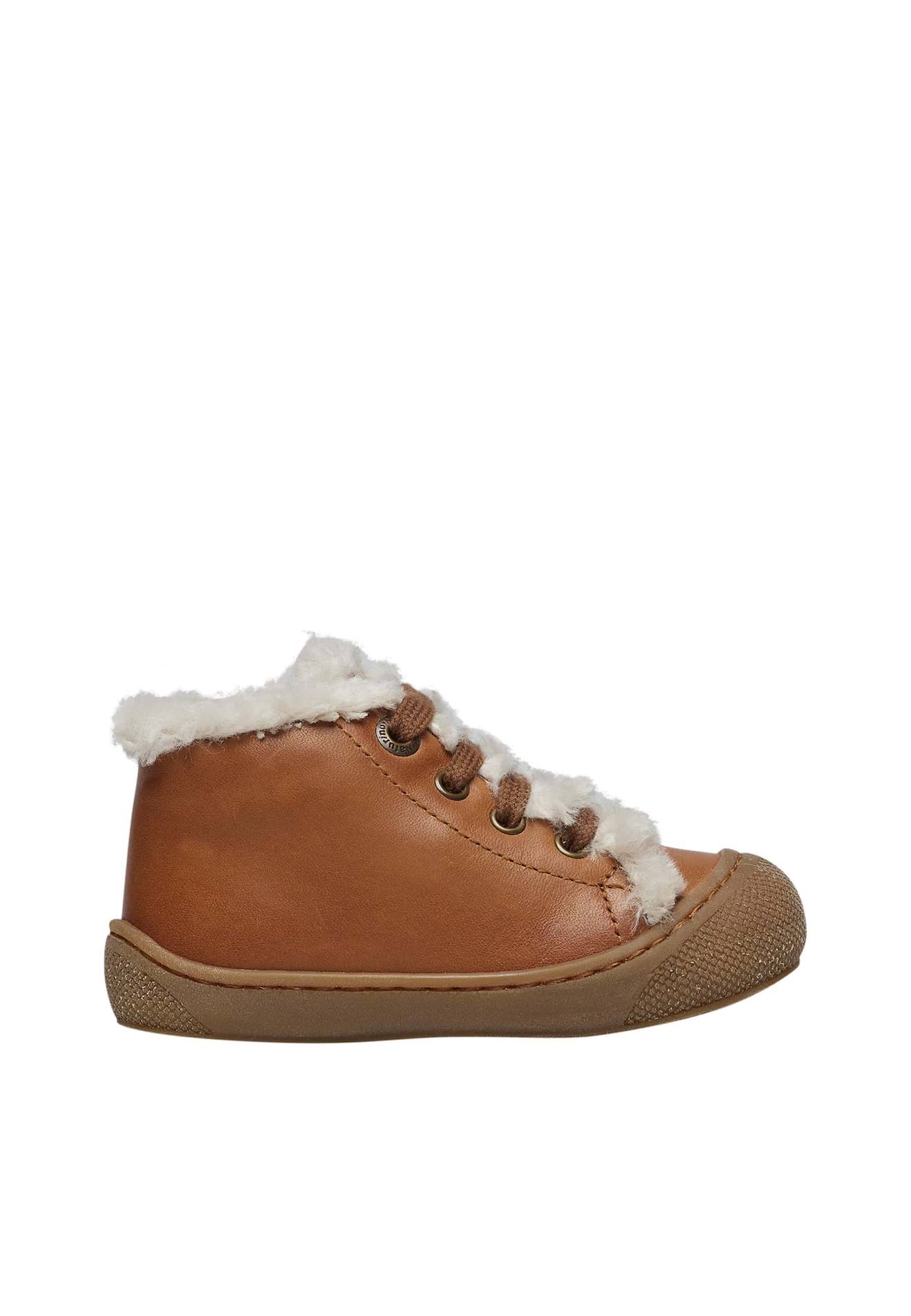 Chaussures Premiers Pas En Cuir Et Laine Lallit Marron-