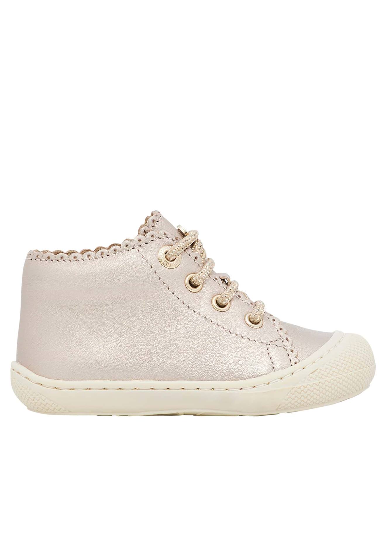 Chaussures Premiers Pas En Cuir Lamé Cottins Rose Poudré-