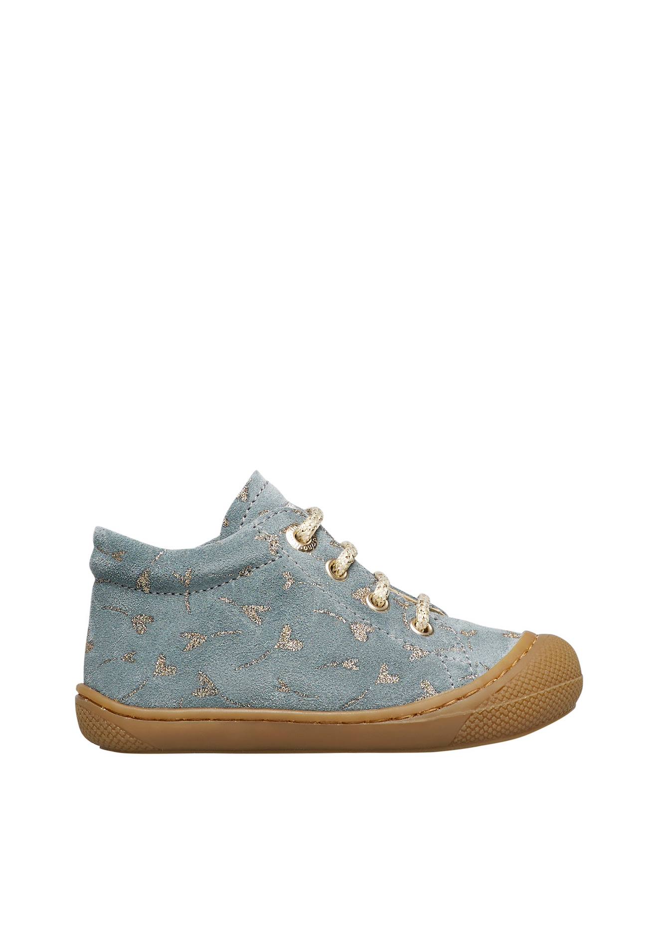 Chaussures Premiers Pas En Suède Avec Cœurs Pailletés Cocoon Gris Clair-marron-
