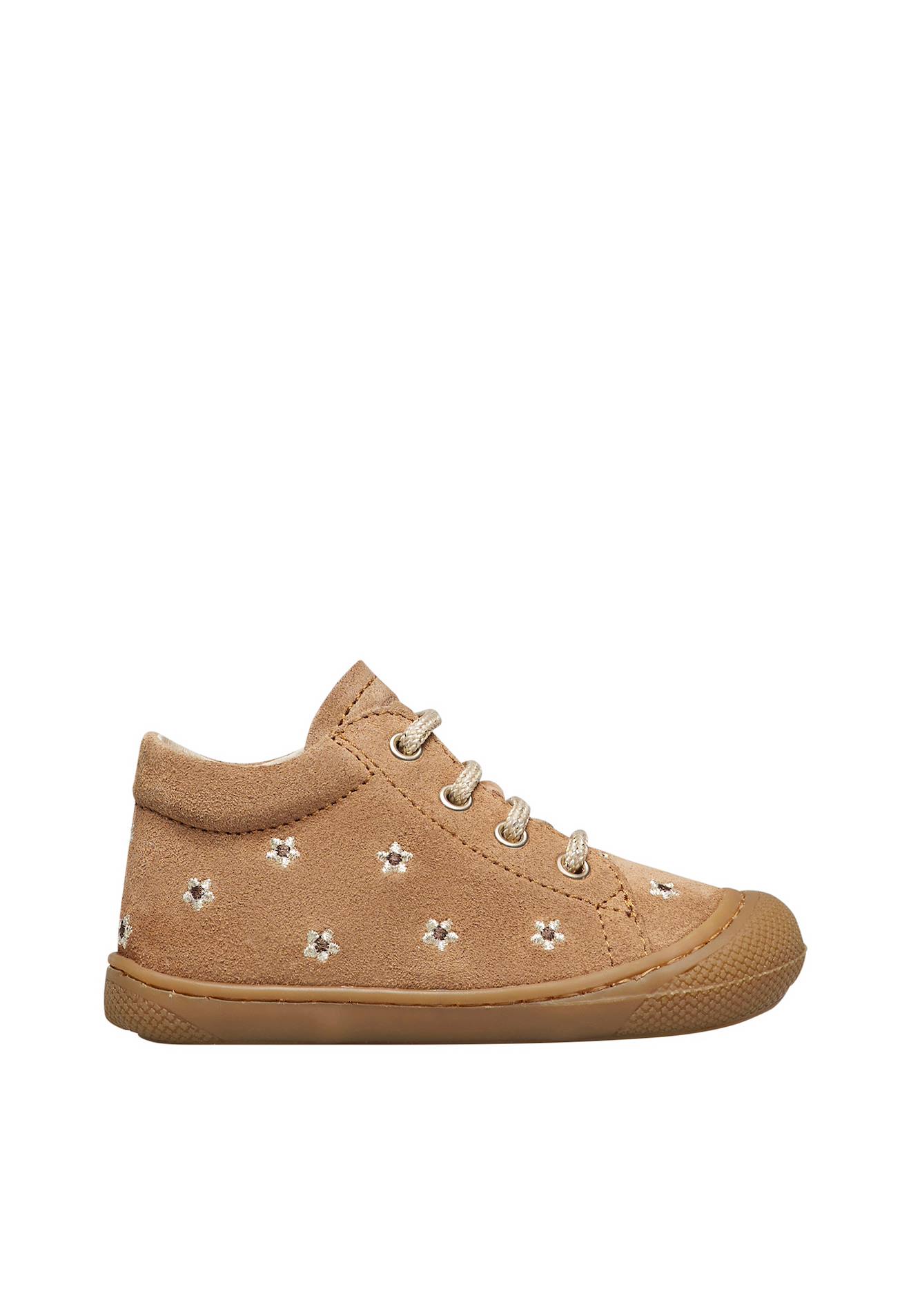 Chaussures Premiers Pas En Suède Cocoon Embr.daisies Marron-platine
