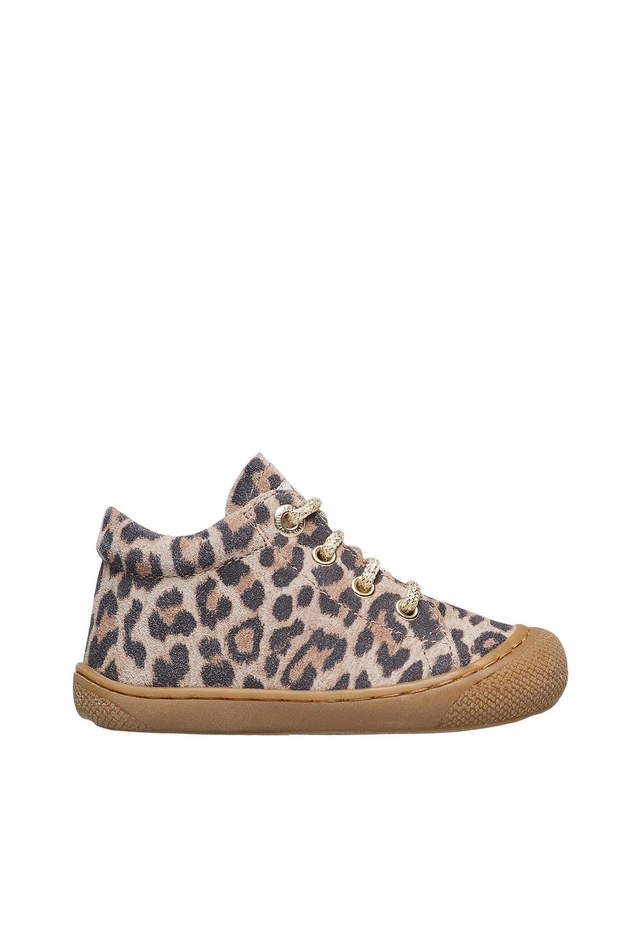 Chaussures Premiers Pas En Suède Imprimé Léopard Cocoon Beige-
