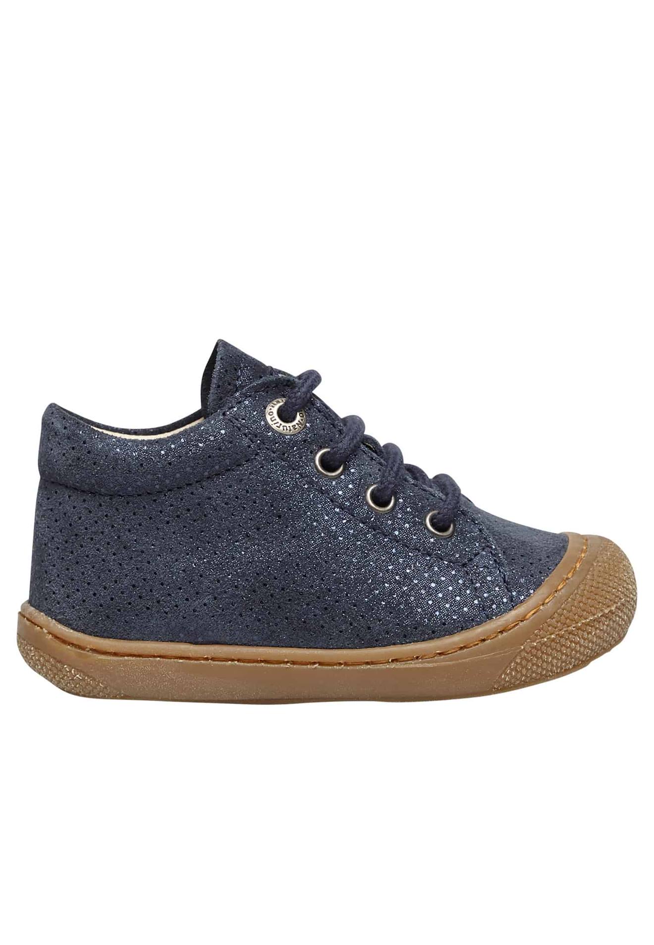 Chaussures Premiers Pas En Suède Lamé Cocoon Marine-