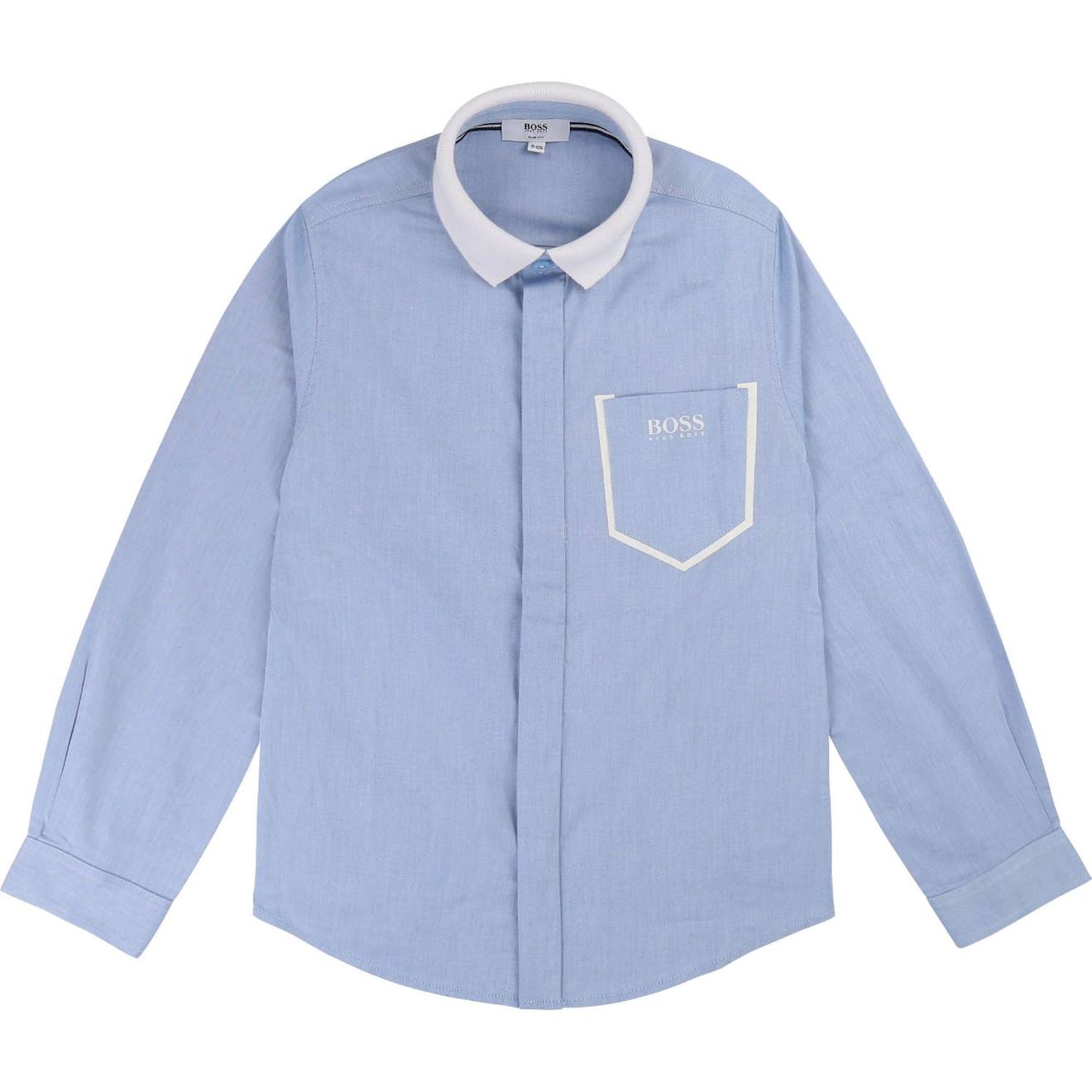 Chemise Enfant En Coton Bleu, Blanc