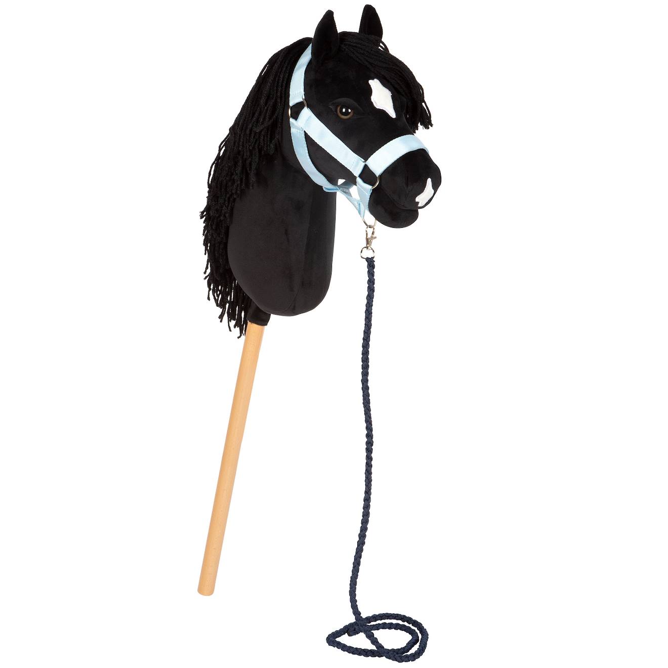 Cheval Bâton D’équitation Avec Tête En Peluche, Accessoires Et Bâton En Bois Démontable Noir