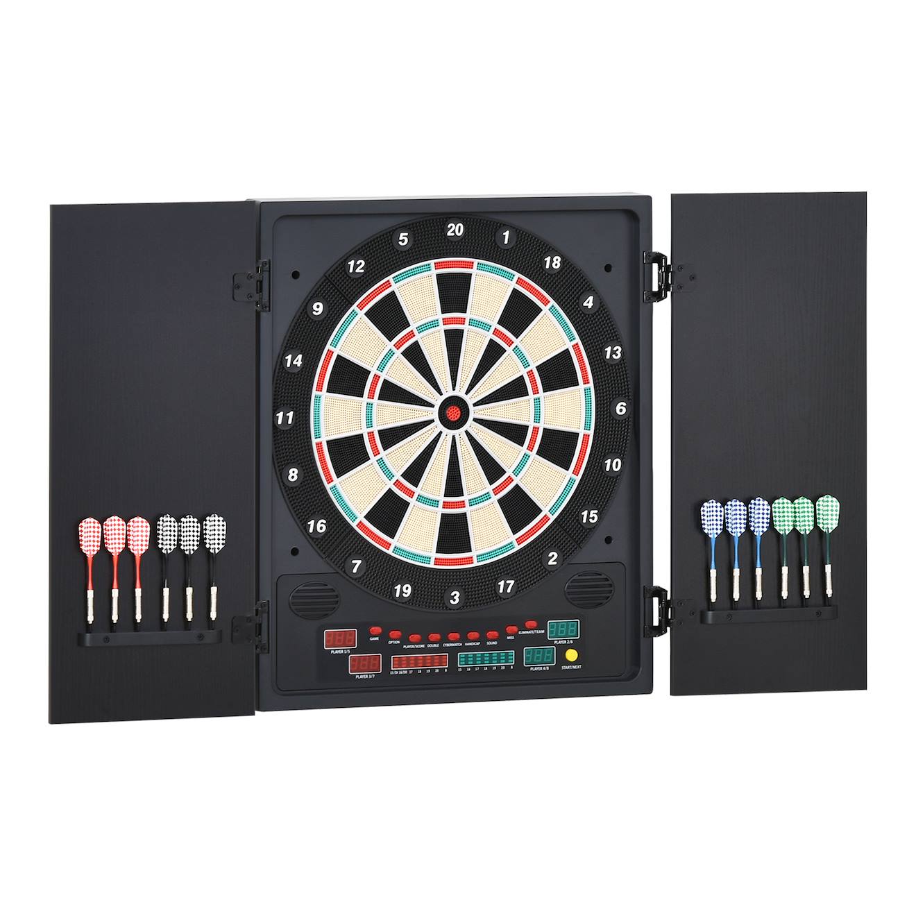 Cible Jeu De Fléchettes Électronique Refermable 27 Jeux 202 Variations Jusqu'à 8 Joueurs Affichage Led Haut-parleur Noir Noir