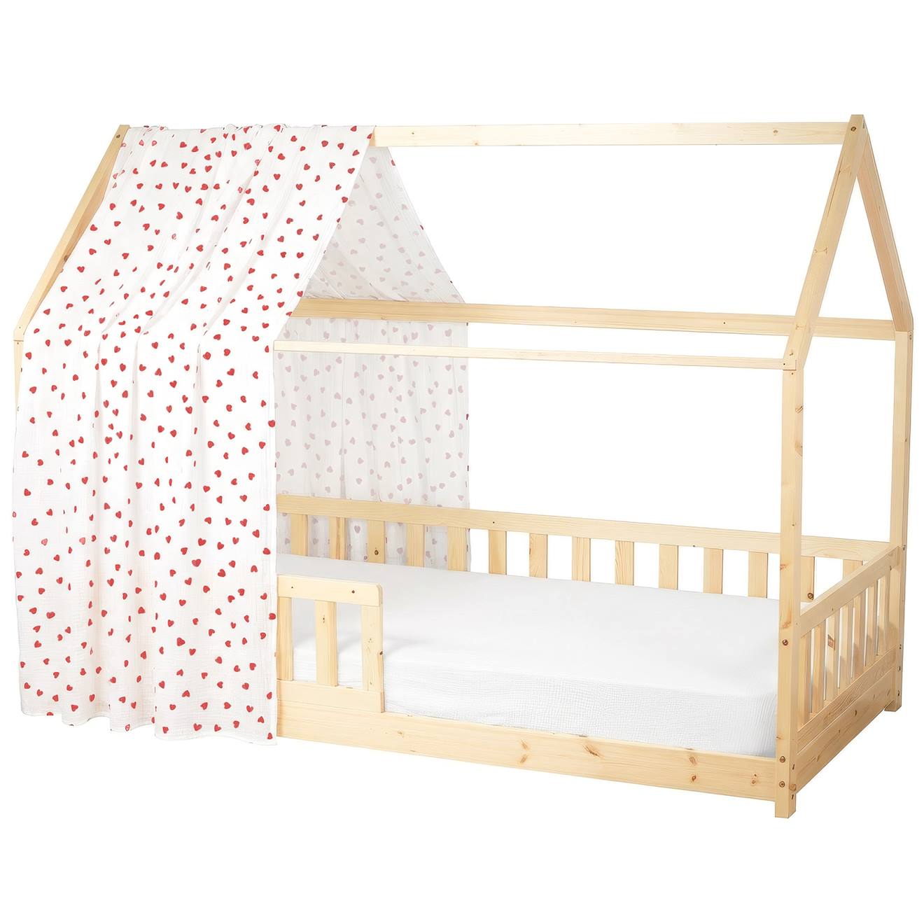 Ciel De Lit Cabane En Gaze De Coton Solo 330 Cm Rouge