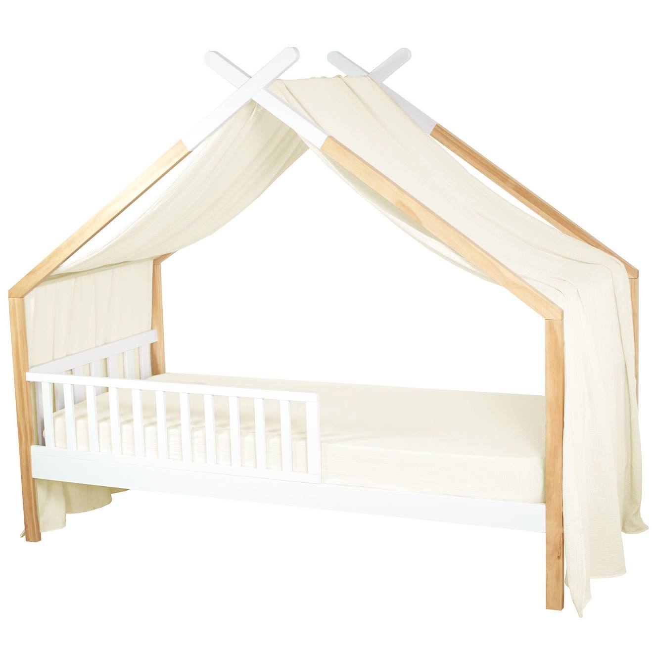 Ciel De Lit Cabane Toile En Gaze De Coton Jeanne 420 X 130 Cm Écru