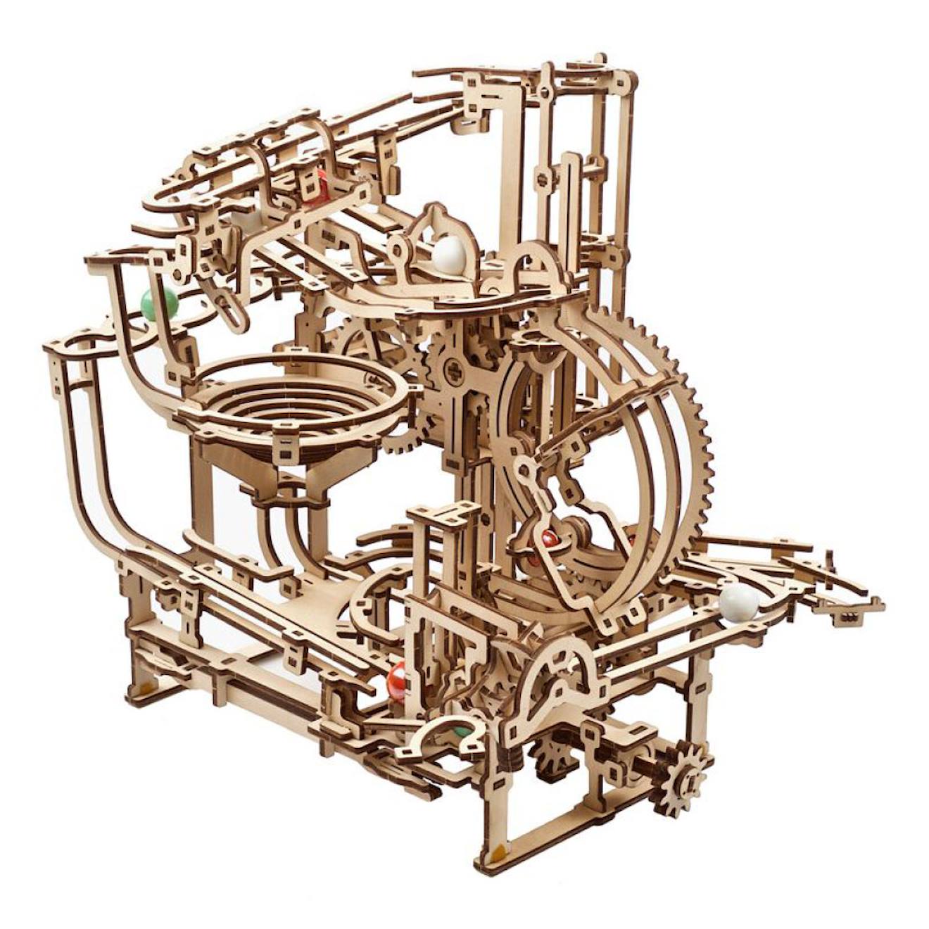 Circuit À Billes Avec Palan Et Monte-charge – Maquette En Bois Mécanique À Construire Brown