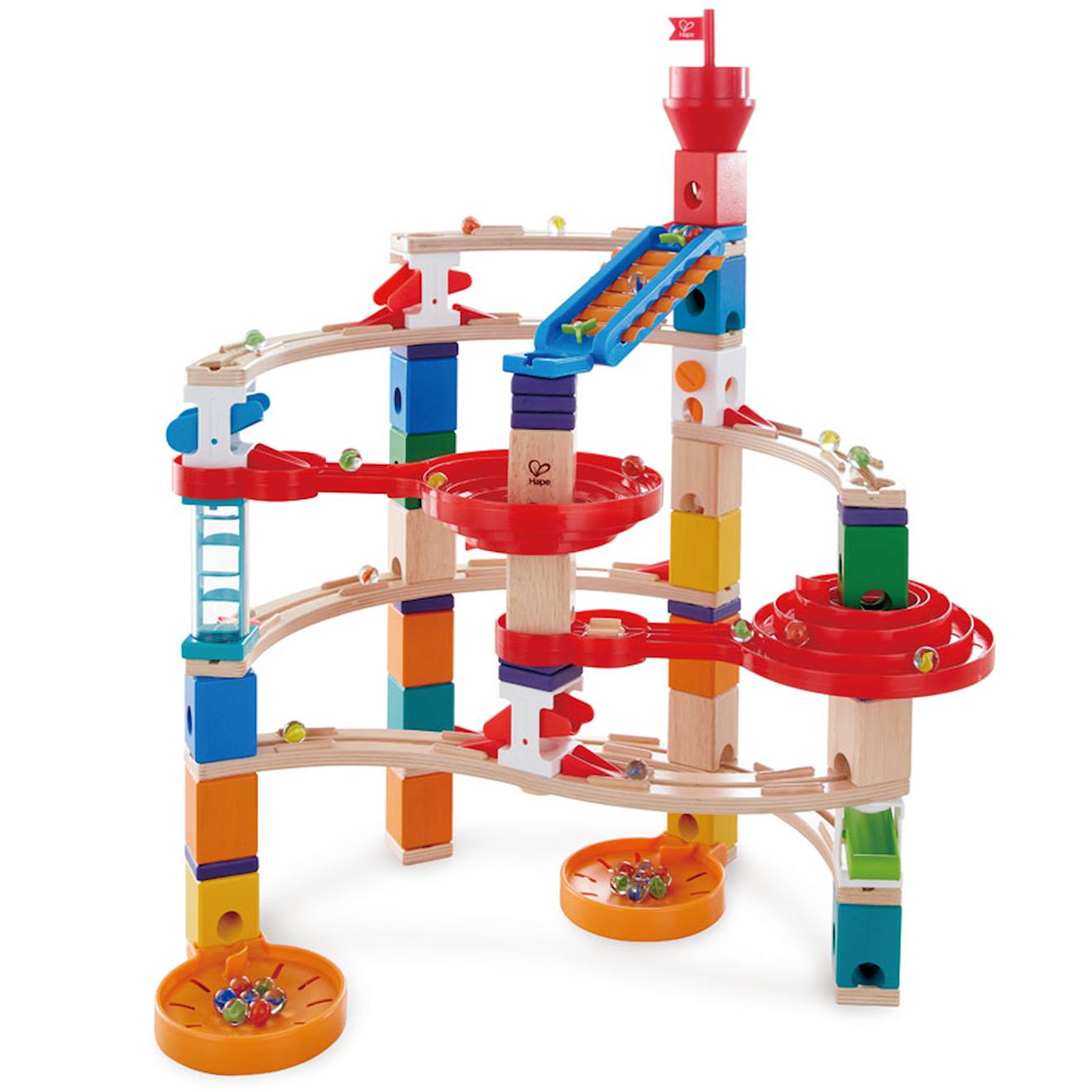 Circuit À Billes En Bois Super Spiral 129 Pièces Beige