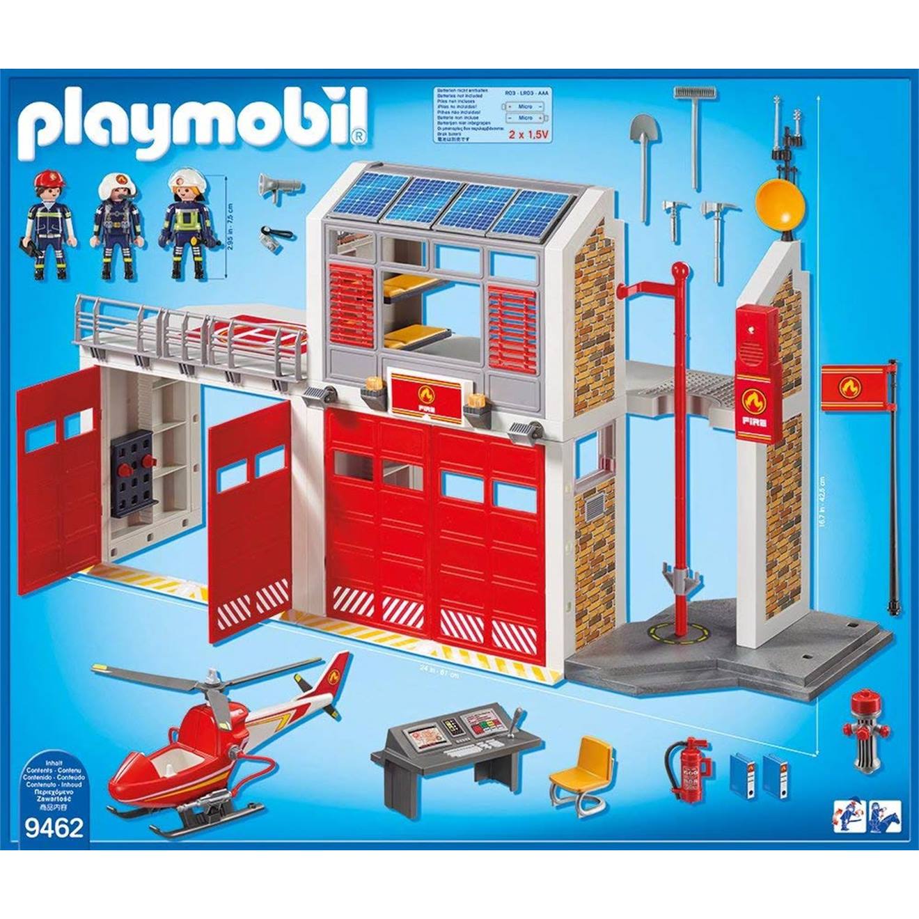 City Action Caserne De Pompiers Avec Hélicoptère 9462 Multicolore