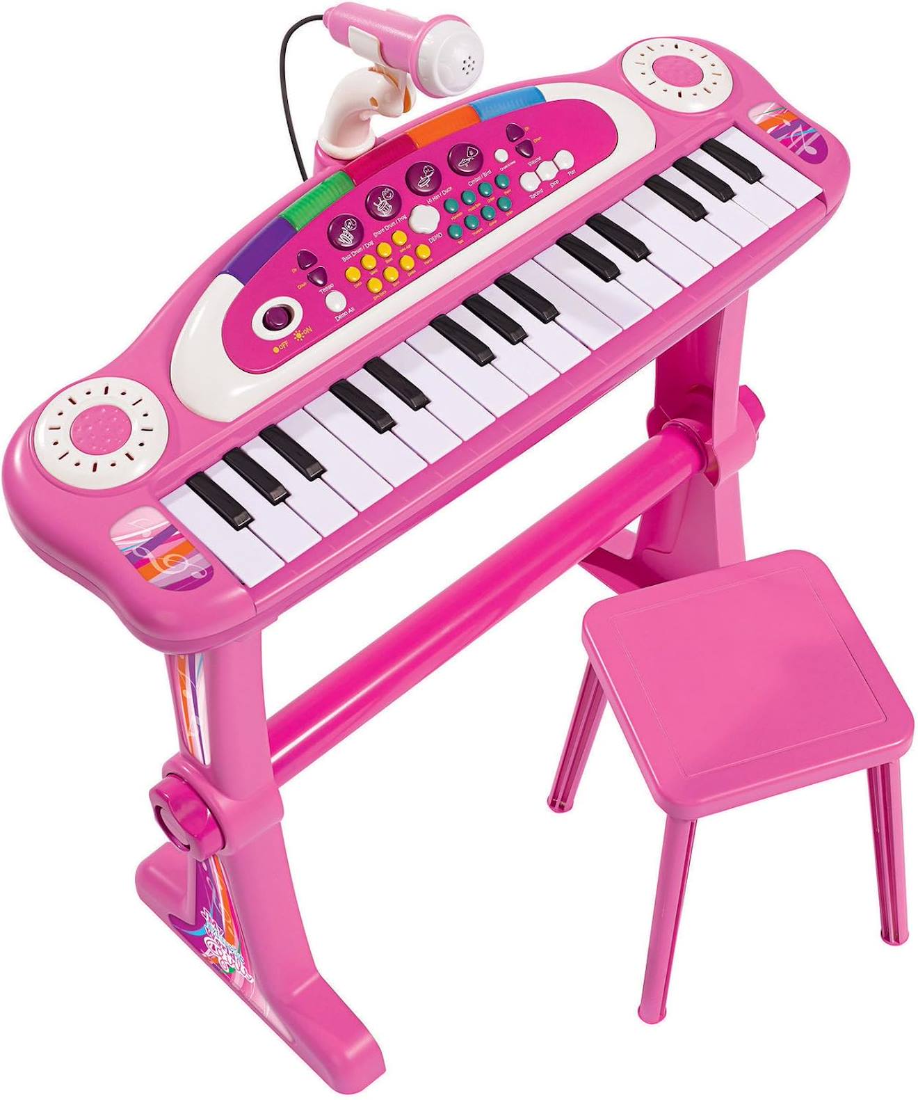 Clavier Sur Pied My Music World Avec Tabouret Rose