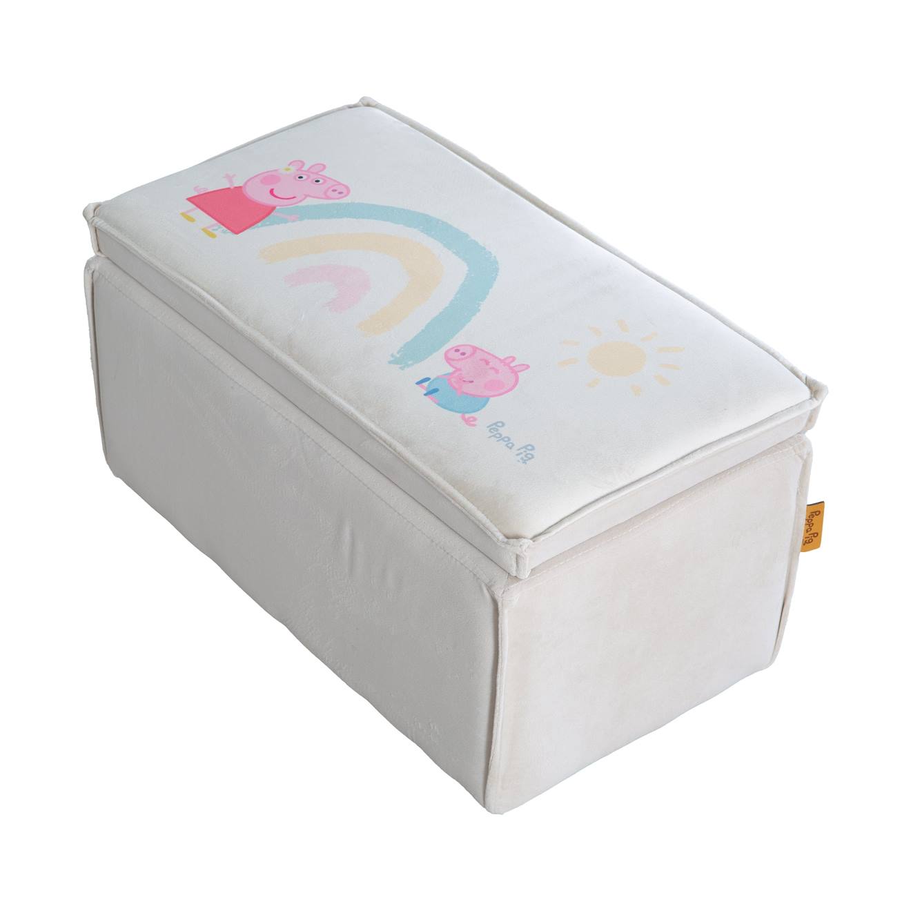 Coffre À Jouets En Bois Et Velours - Banc De Rangement Pour Enfant Peppa Pig Beige - Peppa Pig