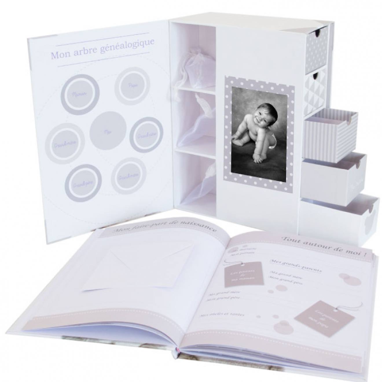 Coffret Souvenirs Et Son Livre De Naissance My Little Bear Gris