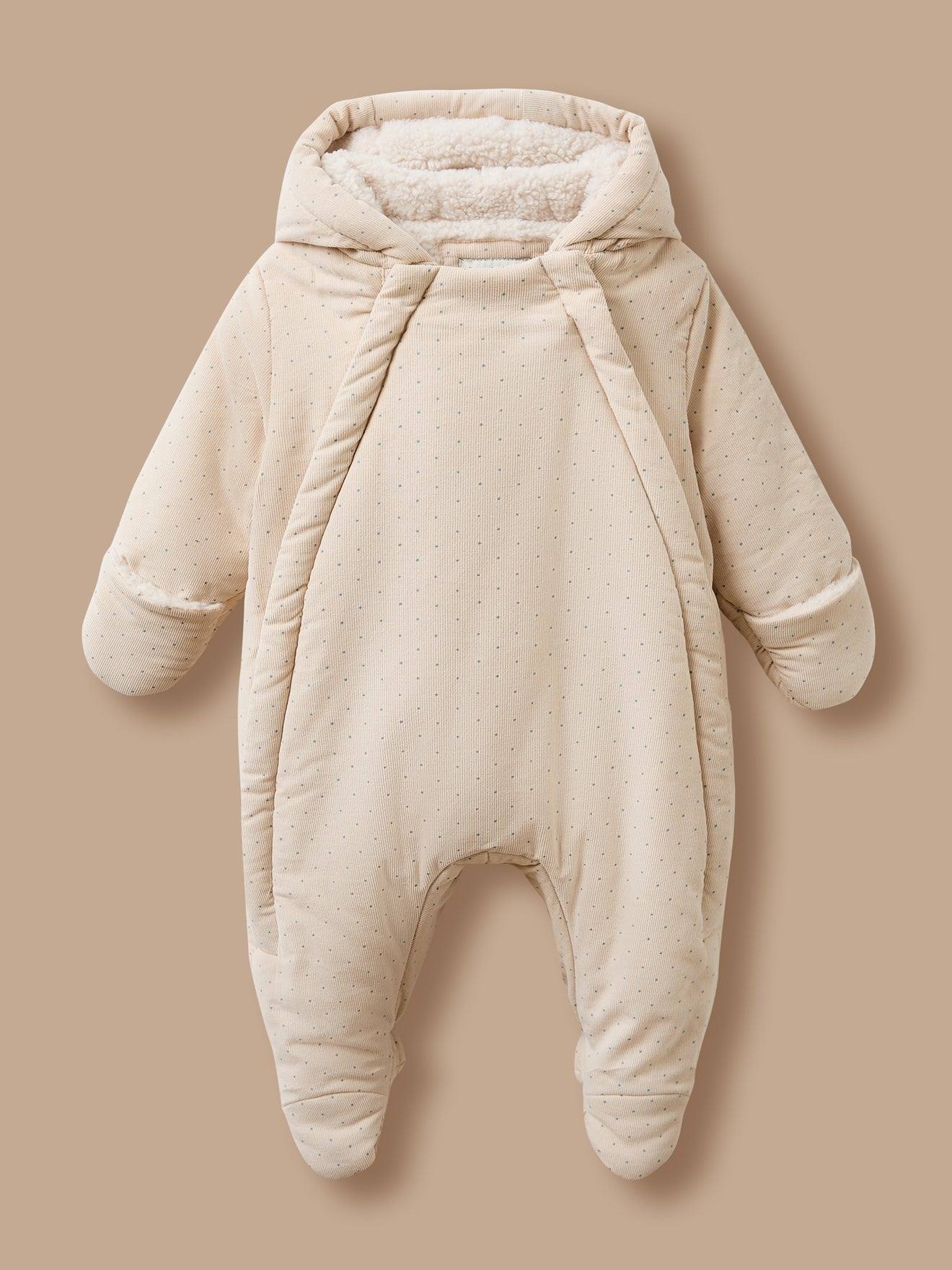 Combi-pilote En Velours Bébé Pois Bleu