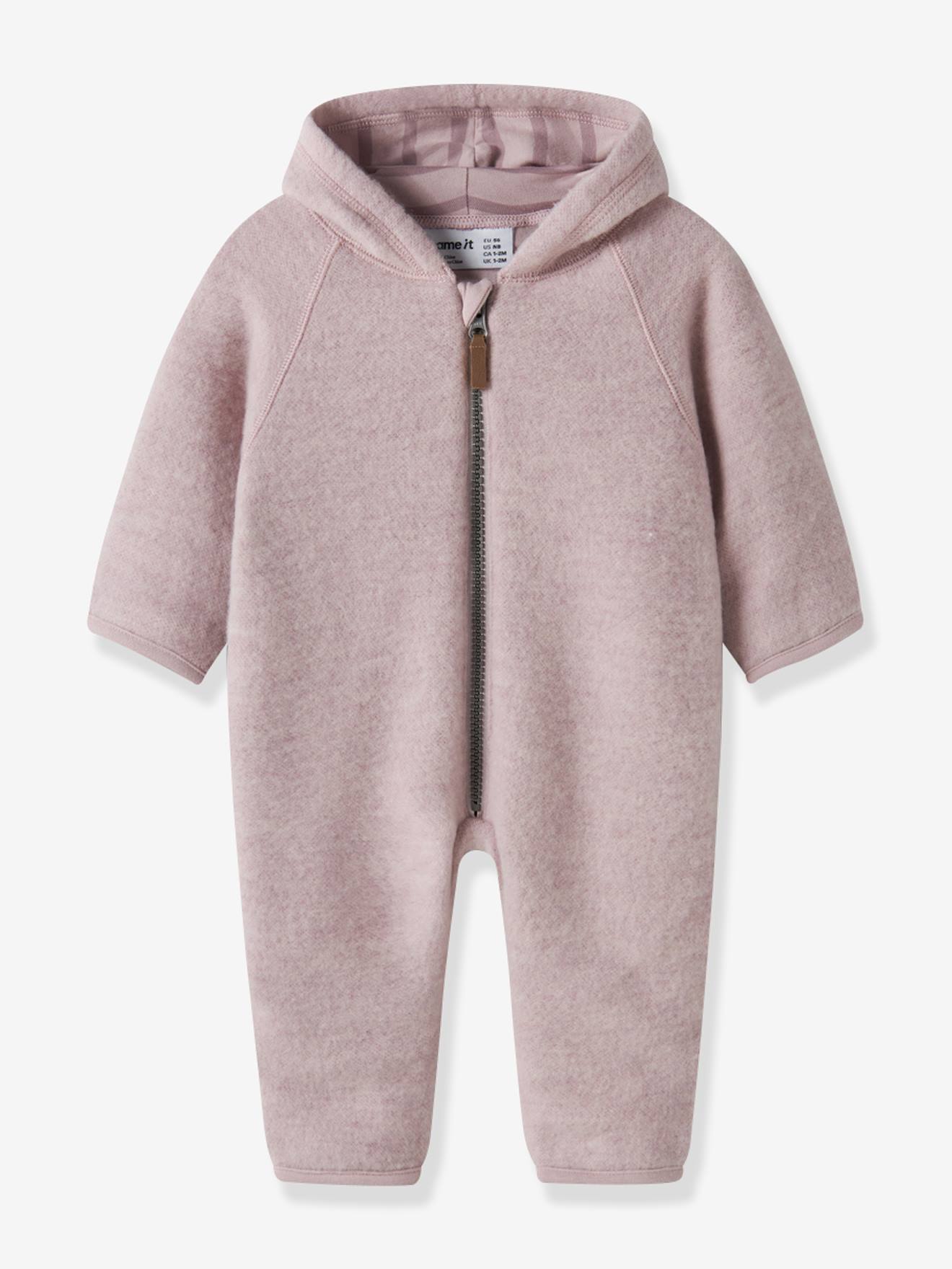 Combinaison d’hiver bébé en laine mérinos avec doublure jersey name it mauve