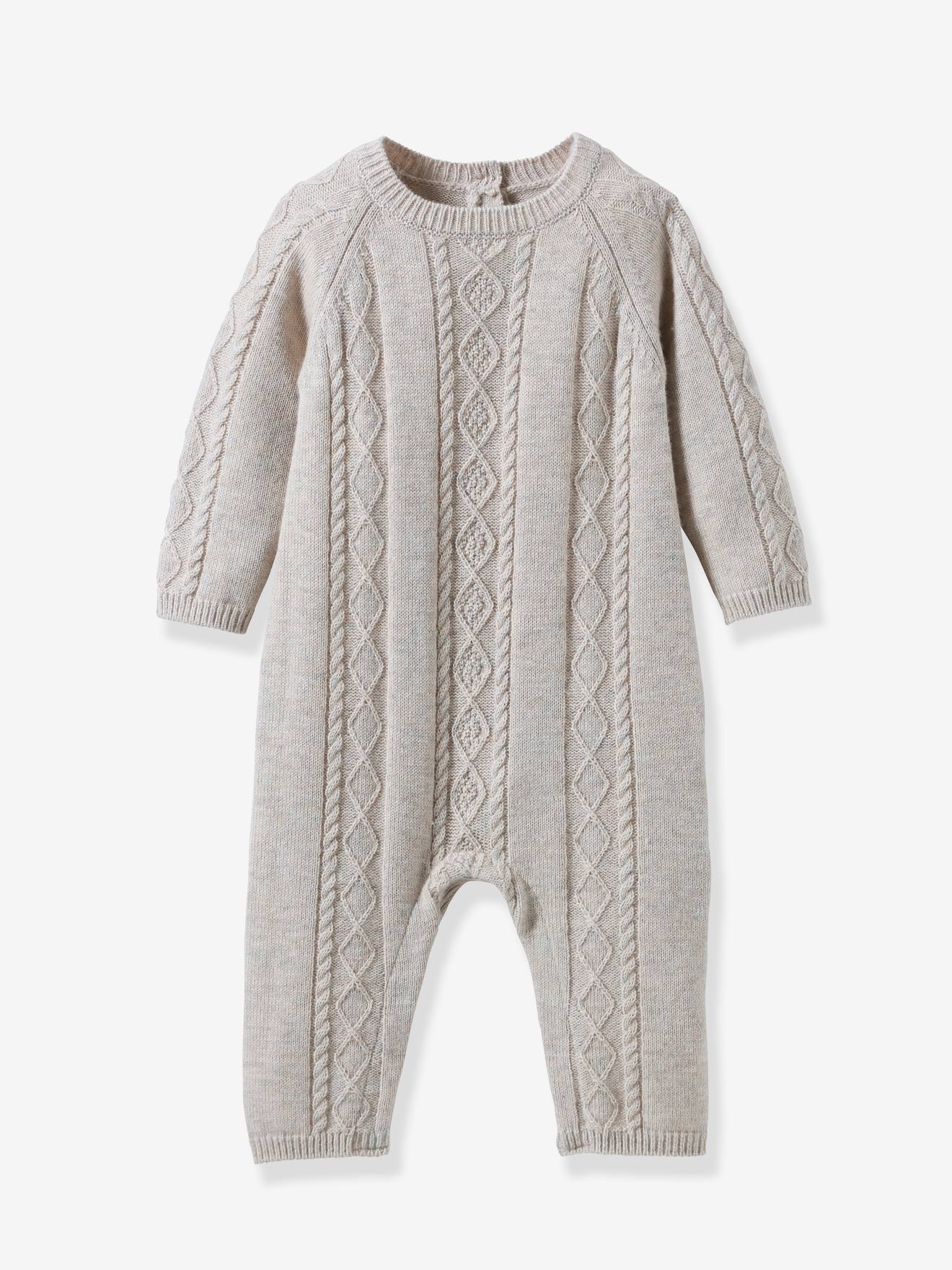 Combinaison En Tricot Bébé Beige Chiné