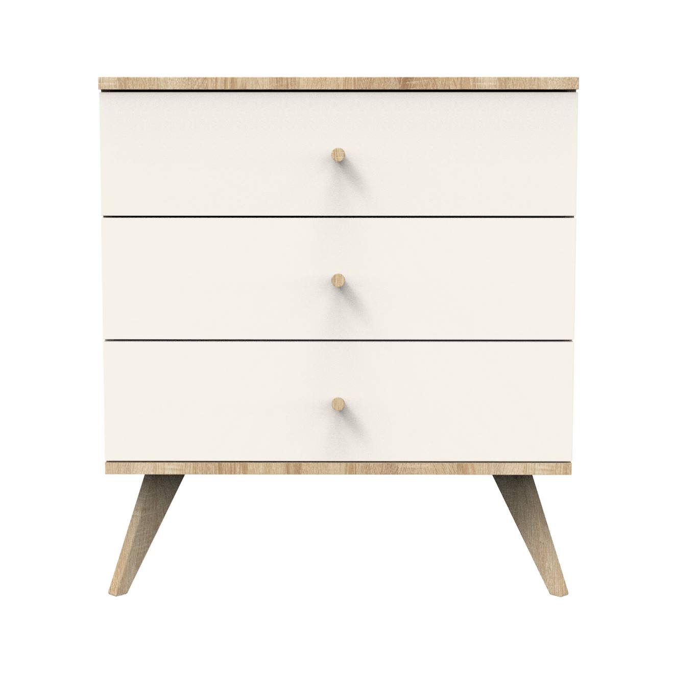 Commode 3 Tiroirs Avec Pieds Bois - Camille Vanille