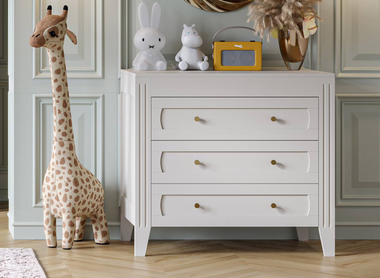 Commode 3 Tiroirs Milenne Blanc