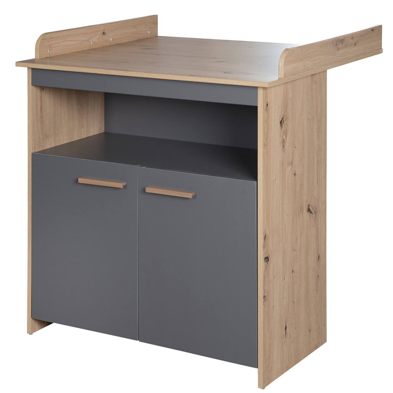 Commode À Langer 2 Portes 1 Niche Anna Anthracite - Chêne Kent