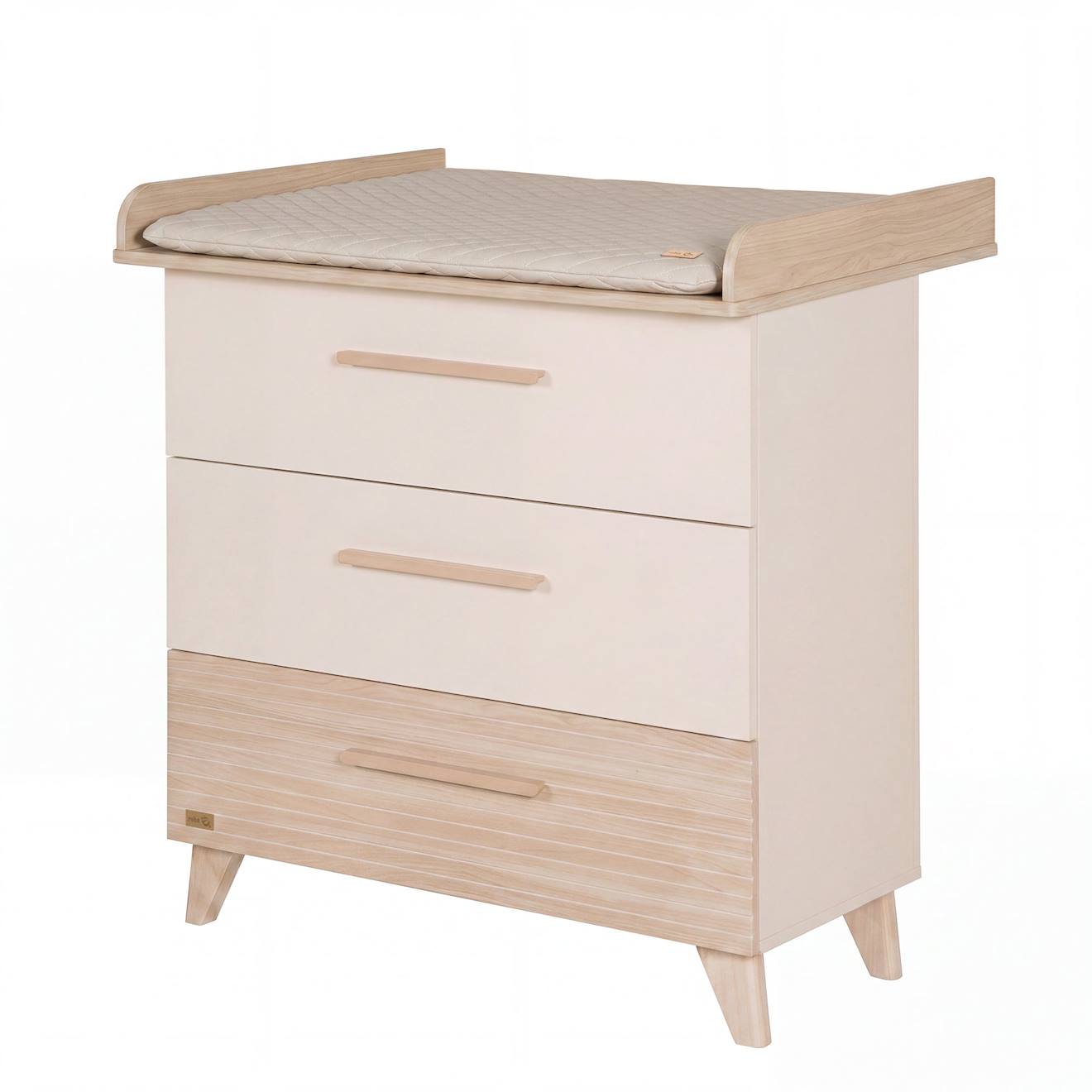 Commode À Langer Étroite En Bois 'sidney' Avec Tiroirs - Beige / Décor Chêne Beige / Décor Chêne