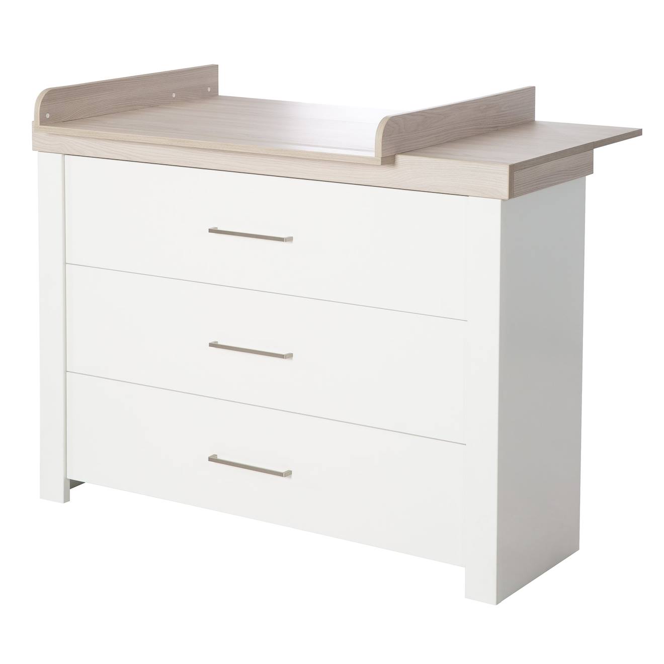 Commode À Langer Évolutive 3 Tiroirs Lucy Blanc Cassé / Décor Luna Elm