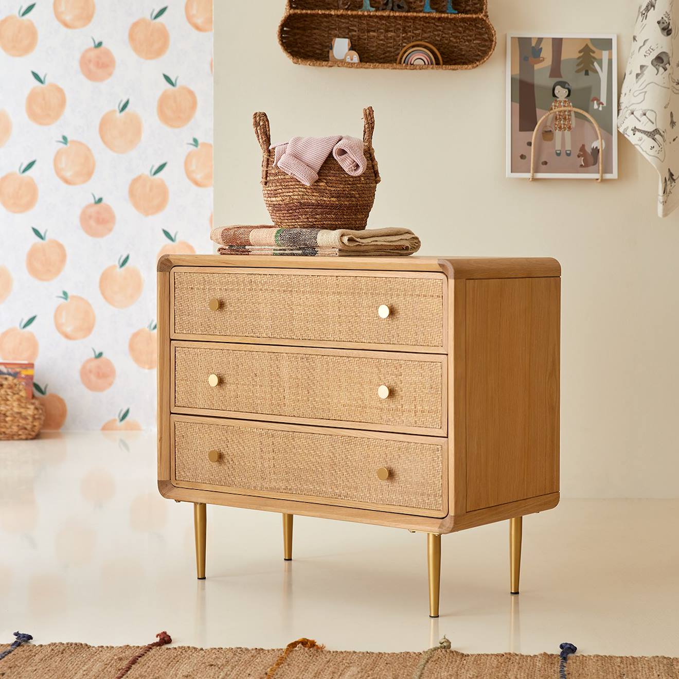Commode Enfant En Bois De Chêne 3 Tiroirs Côme Naturel