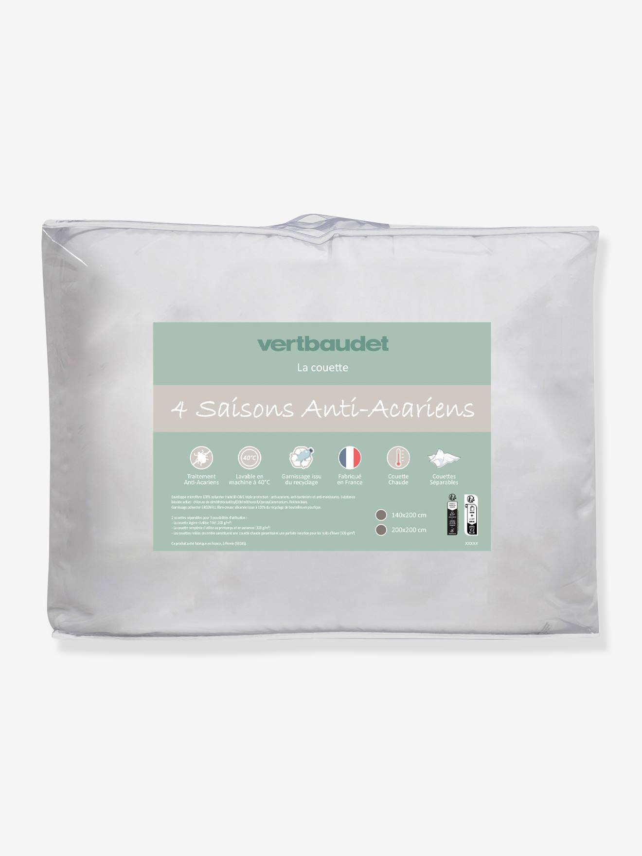 Couettes 4 saisons anti-acariens Bi-ome blanc
