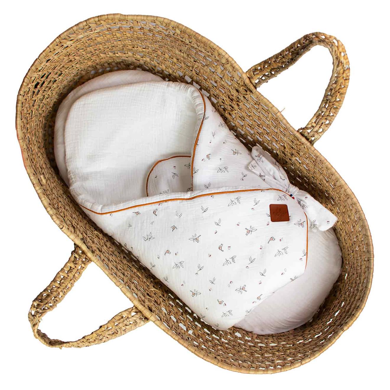 Couverture D'emmaillotage En Gaze De Coton Melody Blanc