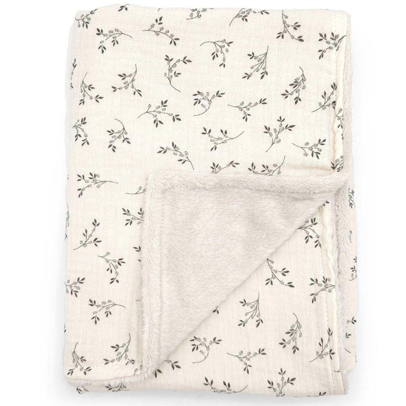 Couverture Polaire Olive Bloom (110 X 80 Cm) Ecru, Vert