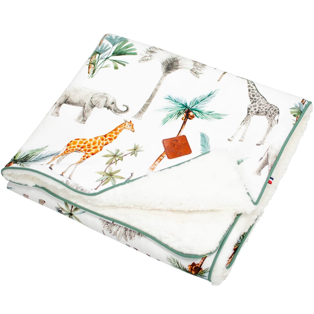 Couverture Réversible En Sherpa Safari Blanc