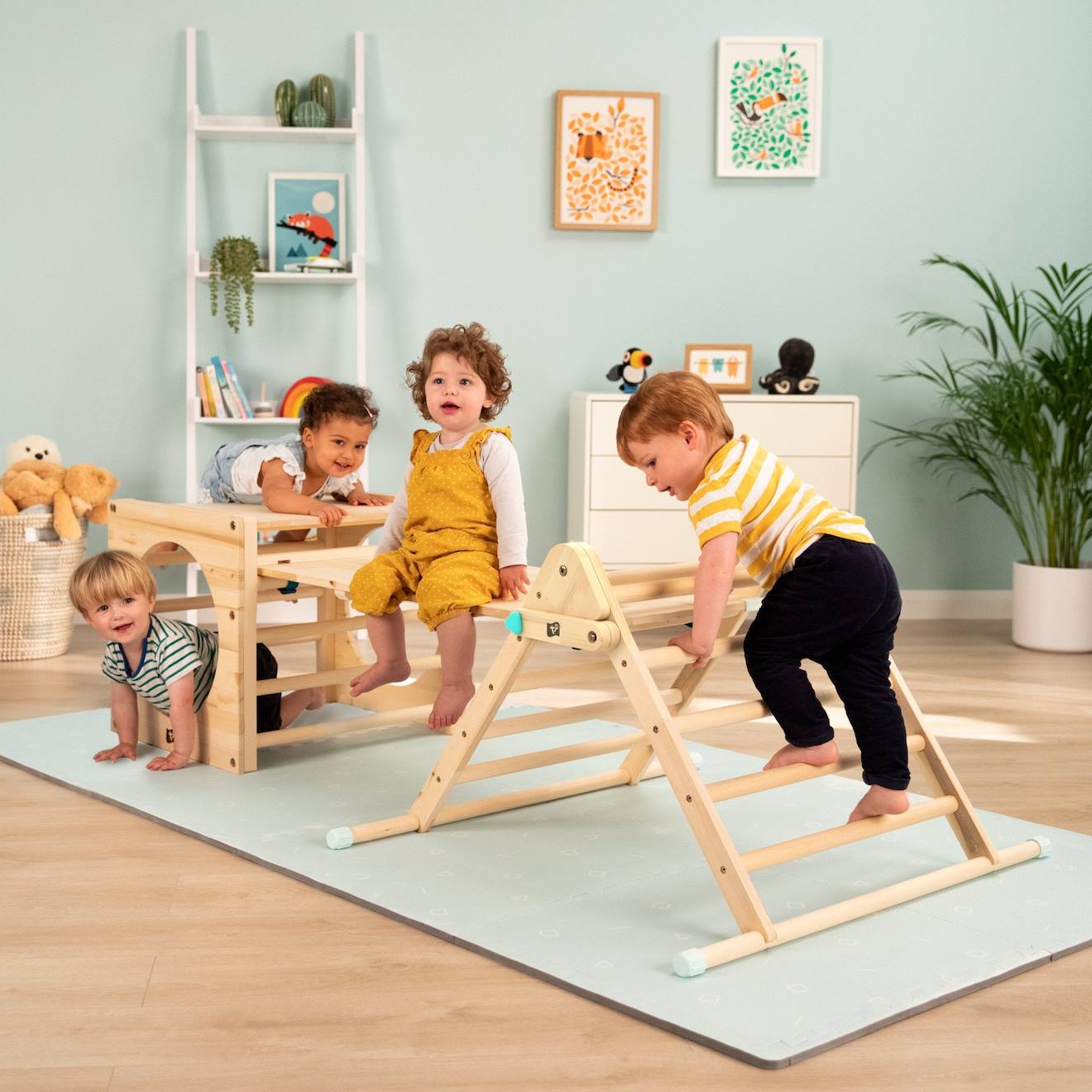 Cube D'escalade, Triangle Et Toboggan Montessori Bois Fsc® Marron