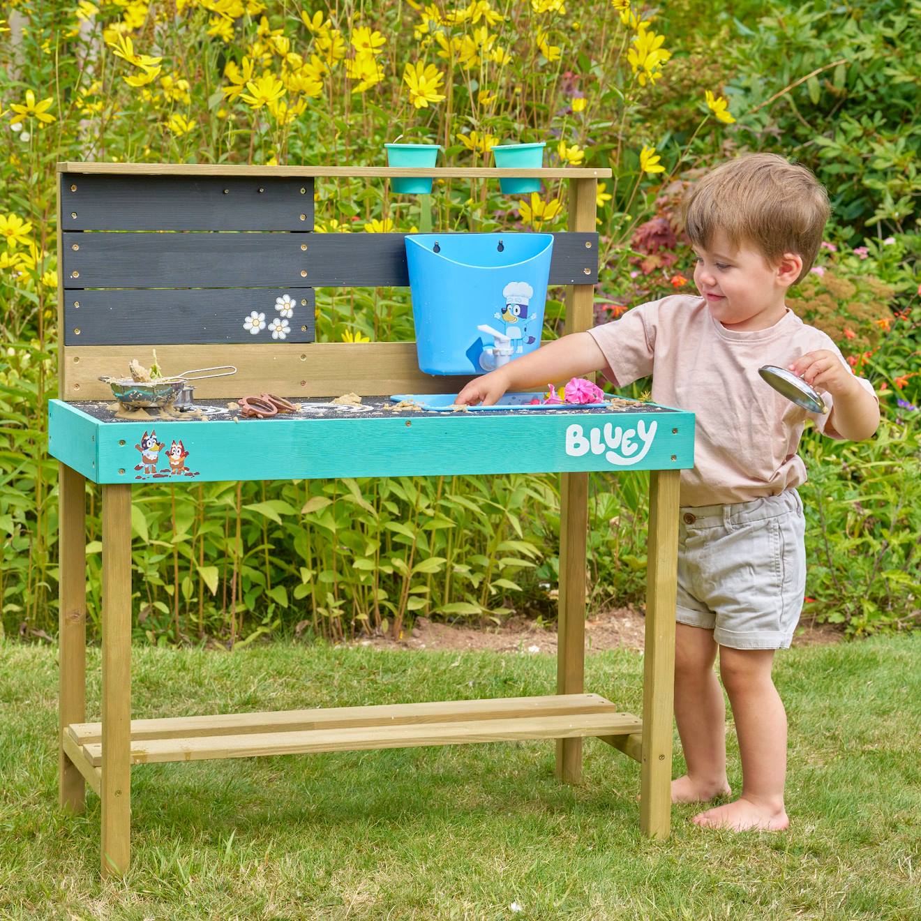 Cuisine D'extérieur Bluey Bois Fsc® Marron - Bleu - Noir