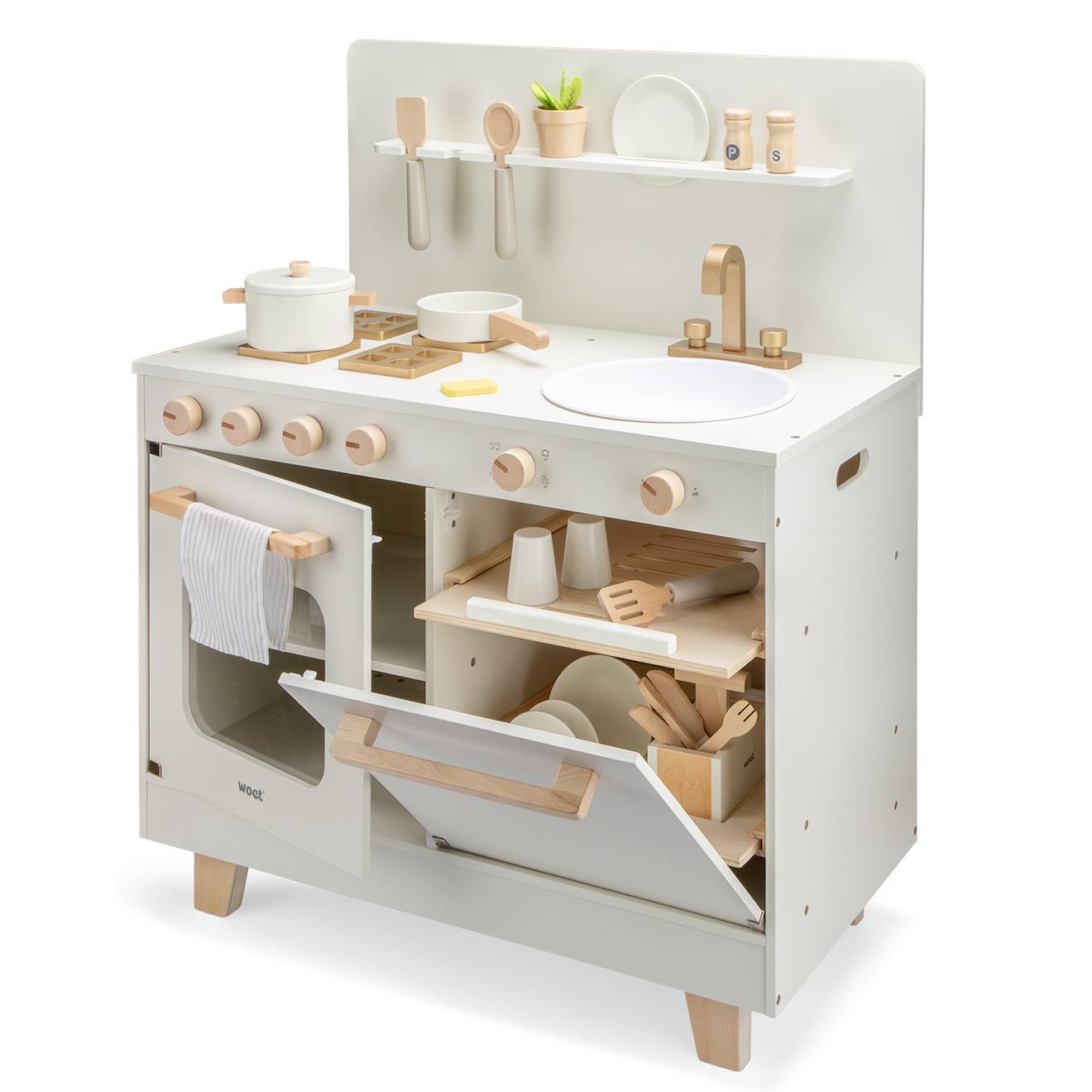Cuisine En Bois Avec Lave-vaisselle Beige