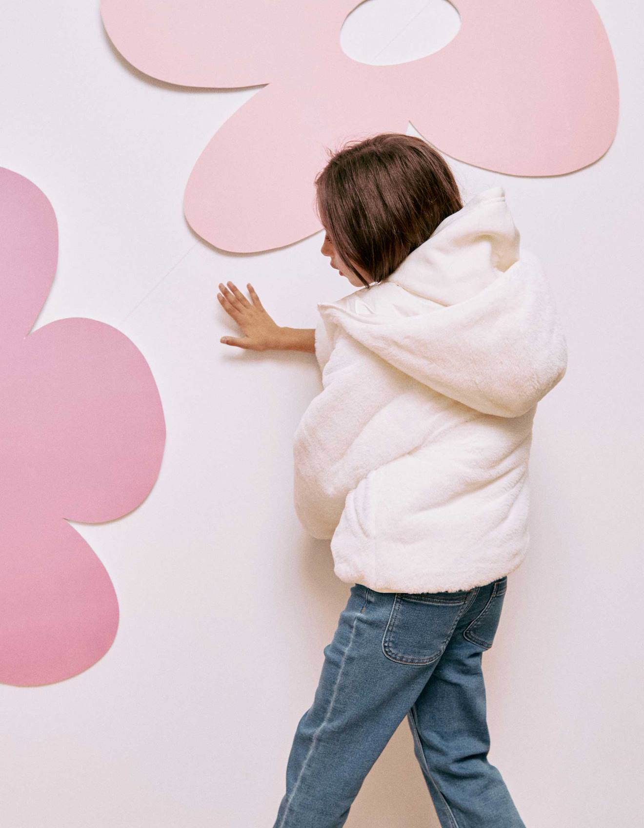 Doudoune Réversible Avec Capuche Et Doublure En Peluche Douce Synthétique Beige
