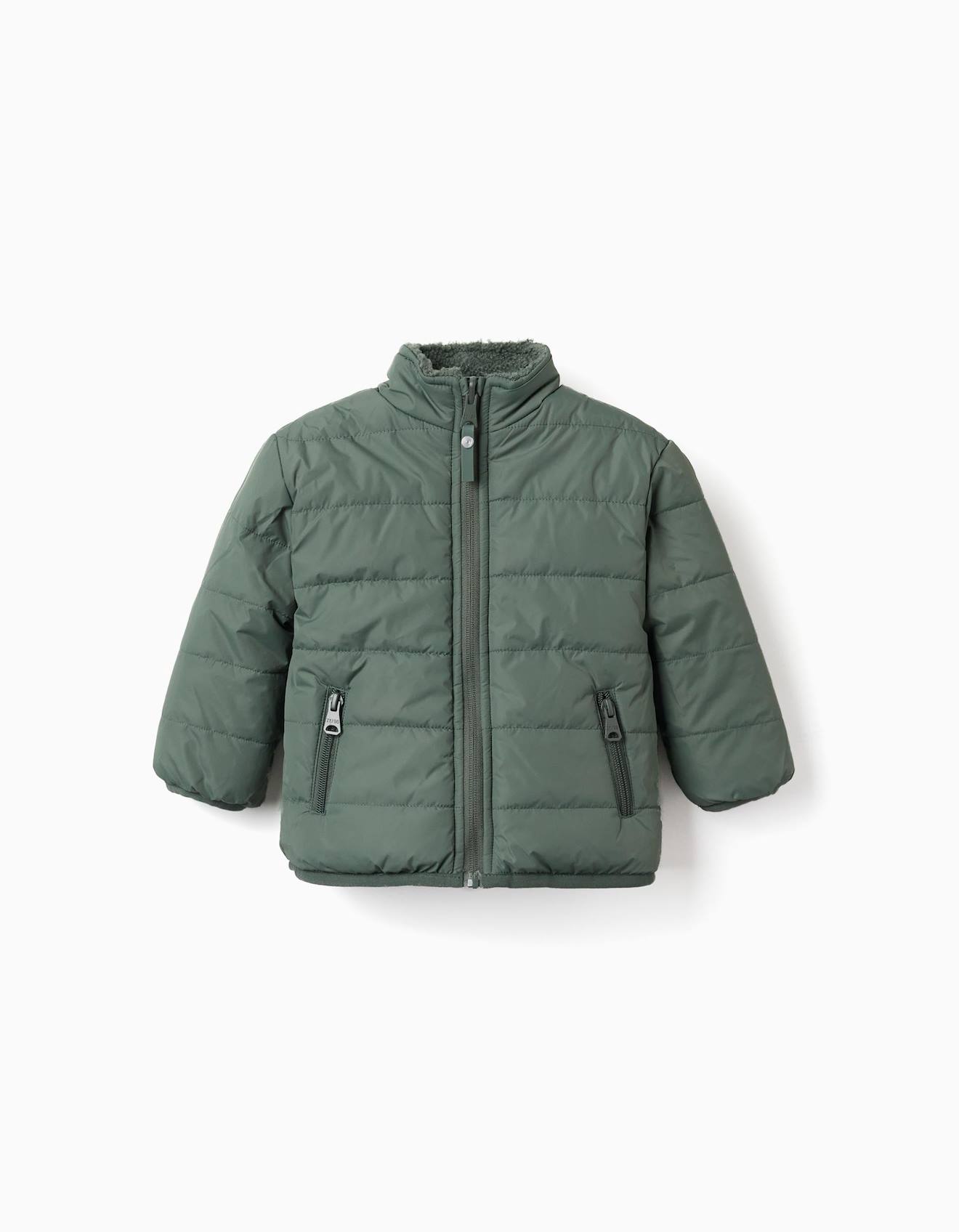 Doudoune Réversible Avec Sherpa Vert Foncé