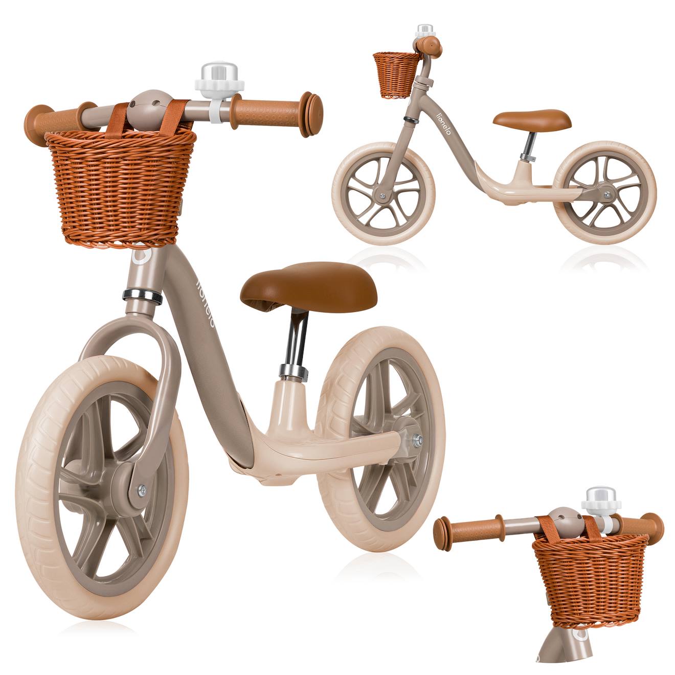 Draisienne Alex Plus Légère Et Réglable Avec Selle Confortable, Panier Et Sonnette Beige Sand
