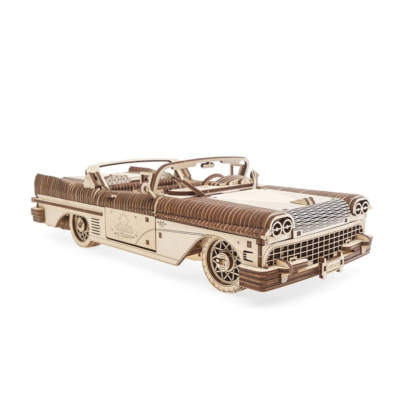 Dream Cabriolet Vm-05 – Maquette De Voiture Vintage En Bois À Construire, Puzzle 3d À Moteur Élastique Brown