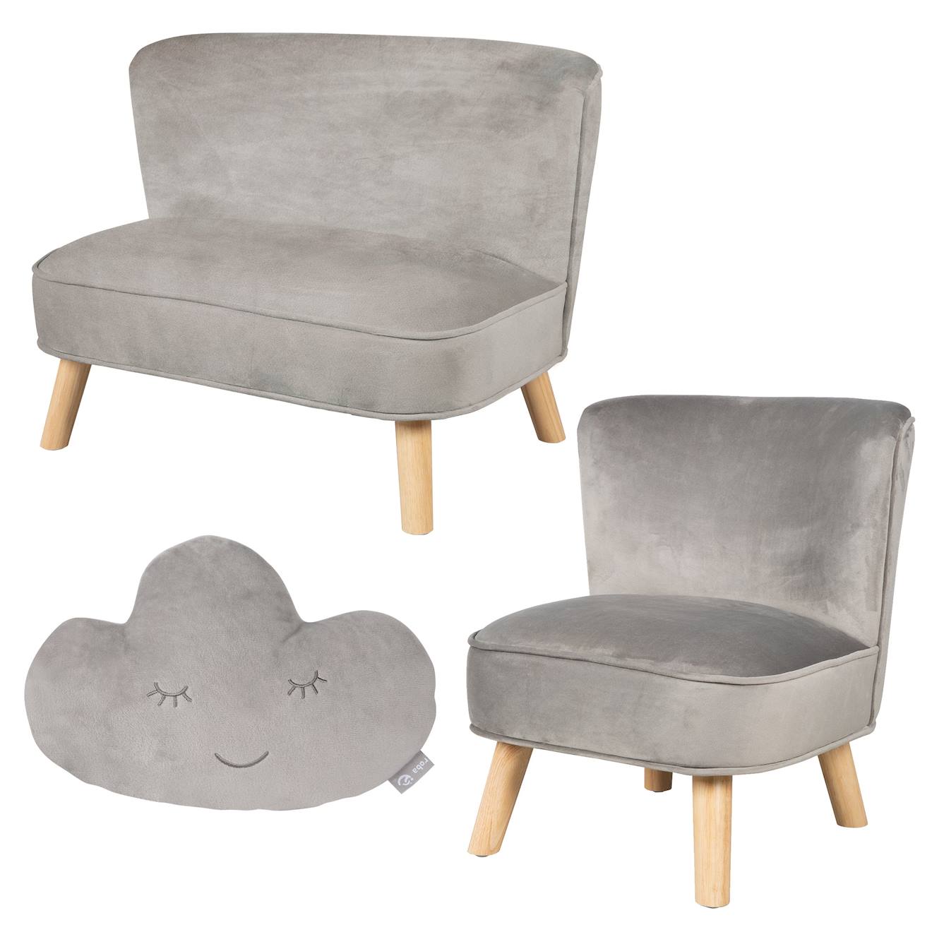Ensemble Canapé + Fauteuil + Coussin Décoratif Nuage Lil Sofa Gris Argenté