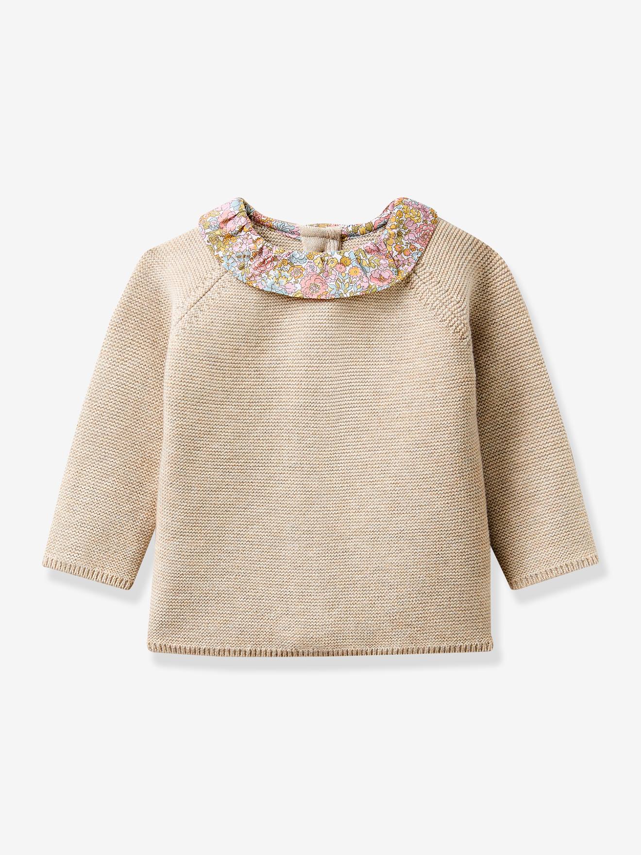Ensemble pantalon pull col fleuri rose
