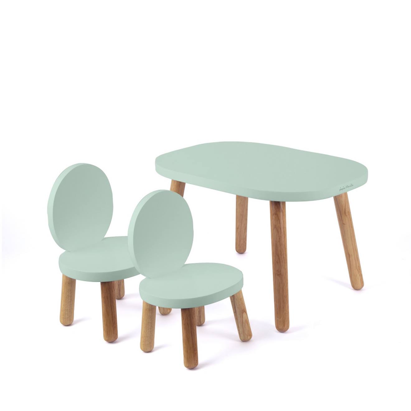 Ensemble Table Et Chaises Enfant Ovaline 1-4 Ans Vert Sauge
