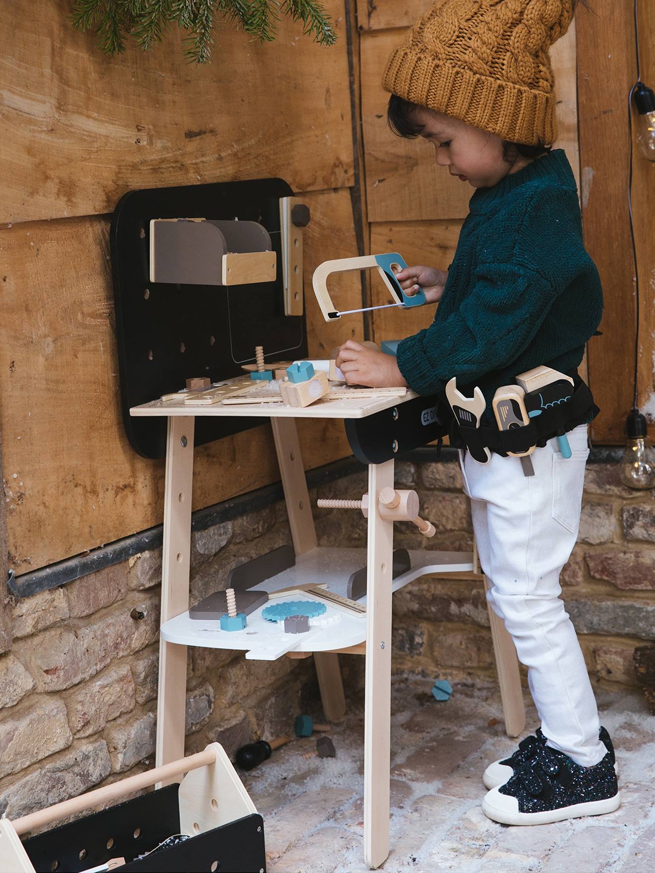 Etabli de bricolage en bois FSC beige
