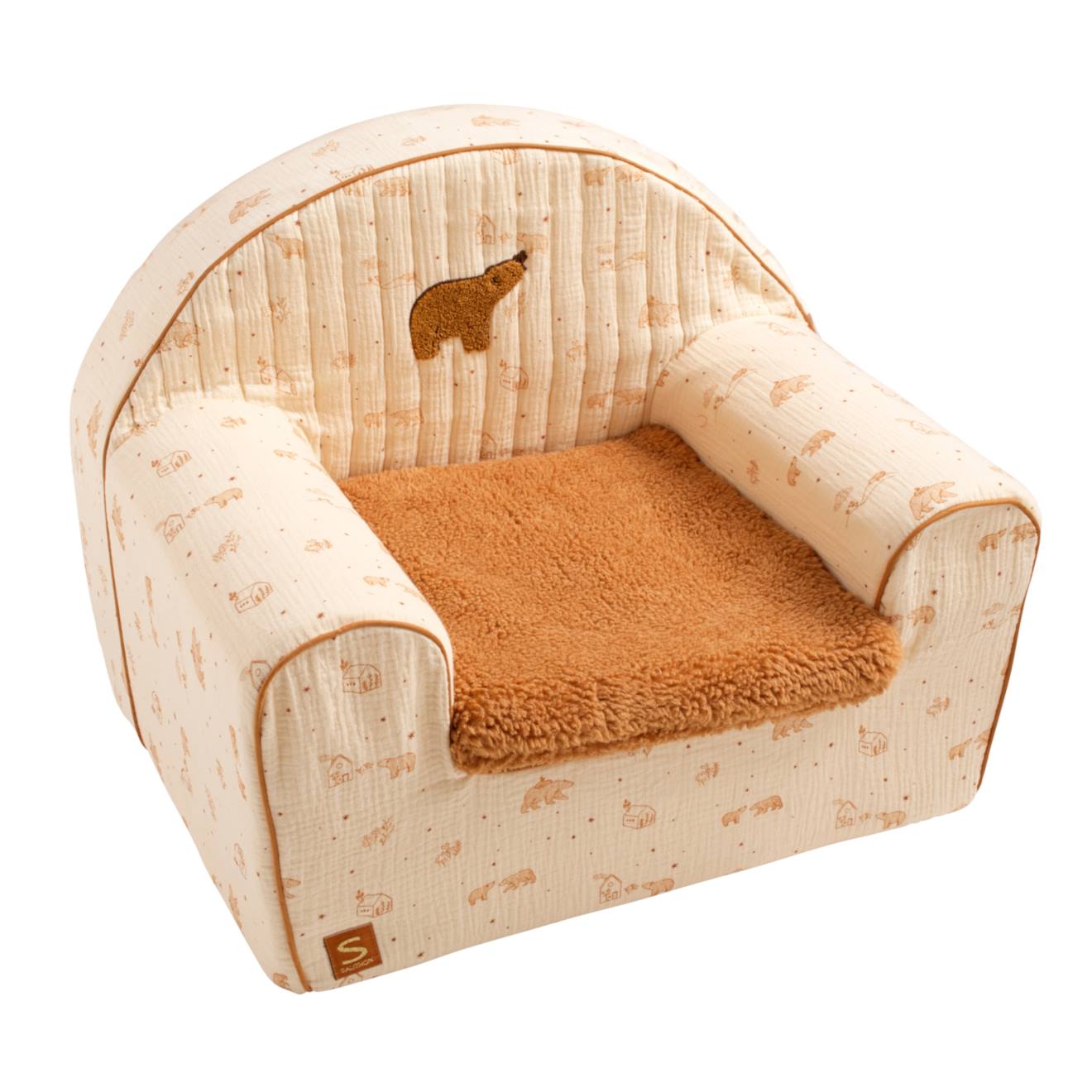 Fauteuil Club Enfant En Gaze De Coton Et Sherpa - Orsino Beige
