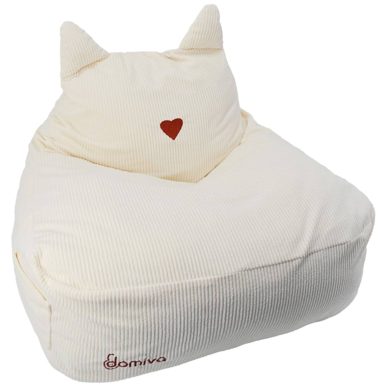 Fauteuil Enfant En Velours Avec Oreilles De Félin Ecru, Rouge