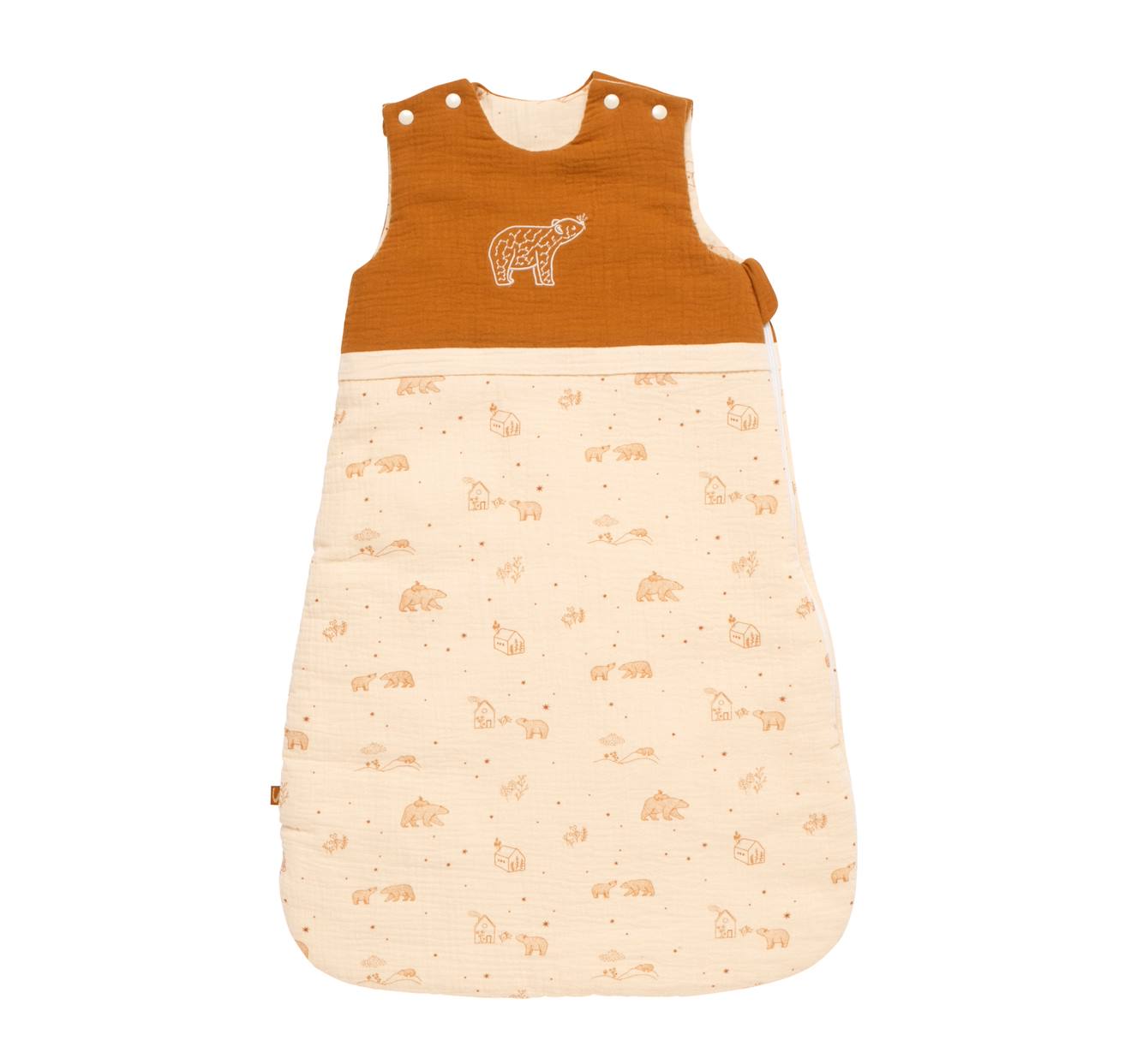 Gigoteuse Bébé Hiver Broderie Ours En Double Gaze De Coton - Orsino Beige